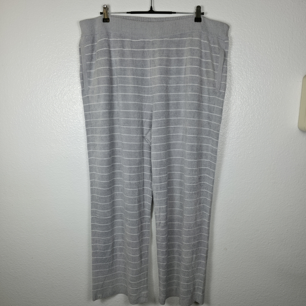 Barefoot Dreams CozyChic Ultra Lite‎ Stripe Ankle Pant Vapor-Pearl Size 1X